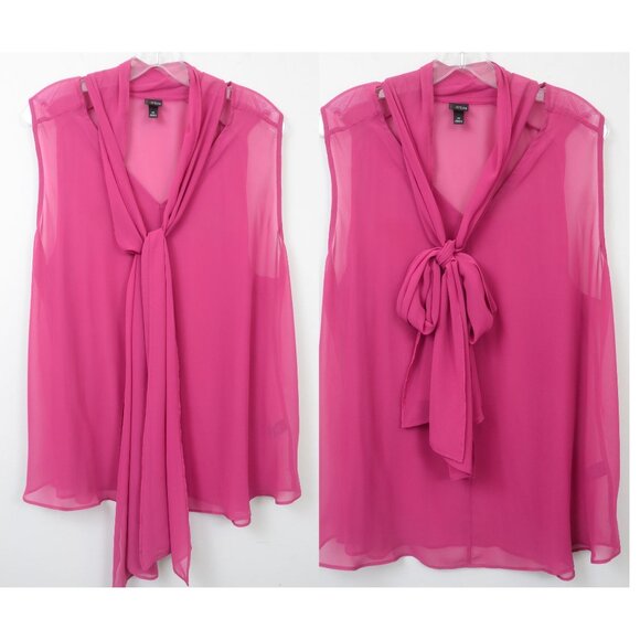 6TH & LN PLUS Size 20 Semi-sheer Tie-Neck Sleevless Tank Top Office Travel - Picture 1 of 5